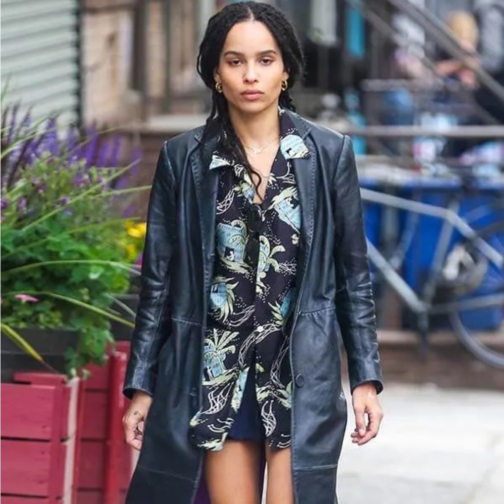 High Fidelity Zoe Kravitz Genuine Leather Coat
